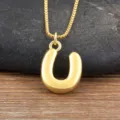 Collier pendentif lettre U en or délicate chaîne clavicule plaquée or 18k bijou élégant - Style U