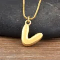 Collier pendentif lettre initiale plaqué or bijou de mode minimaliste délicat pour femmes - Style V