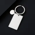 Portachiavi in metallo rettangolare e tondo vuoto per incisione laser dettaglio. - Stile Rettangolare e Tondo / 45x27mm / Argento