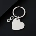 Porte-clés infini cœur en acier inoxydable vierge pour gravure laser cadeau métal. - Porte-clés Cœur Infini Incliné / 30x28.5mm / Argent