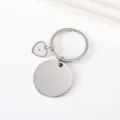 Stainless steel heart mustard seed keychain detail view, durable metal keyring gift. - 30mm Circle And Heart Charm Key Ring / Silver