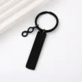 Llavero de acero inoxidable negro en blanco con dijes de infinito para grabar laser regalos. - Barra y Símbolo de Infinito y Anillo de Llavero / Juego Negro
