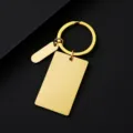 Blank gold stainless steel keychain with rectangular tags for custom laser engraving gifts. - 45x27mm Rectangle + Small Oval + Key Ring / Gold