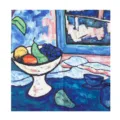 Sciarpa in seta con stampa di natura morta a olio artistica, elegante foulard da donna. - A504-Pera