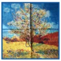 Foulard quadrato in seta da donna con stampa di pittura a olio d'arte, elegante e chic. - A803-Giorno d'autunno