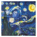Sciarpa in seta classica Van Gogh Notte stellata stampa artistica moda elegante foulard morbido - A805-Cielo stellato 2