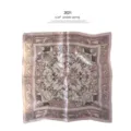 Pink silk square scarf featuring elegant vintage animal and floral print design for women. - 53x53cm / Deep Pink