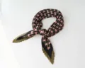 Pleated satin square scarf detail, pink and green checkered pattern, soft fabric accessory. - 68x68cm / Green