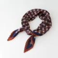 Fashionable pleated imitation silk square scarf for women, elegant plaid design neckerchief. - 68x68cm / Brown