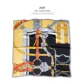 Luxury silk scarf for women featuring classic equestrian belt and chain pattern design. - 65x65cm / Silver