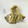 Elegant women's chiffon small scarf, yellow and white contrast design with rolled edge. - Color Blocking (QIANG) / 90x70cm / Mustard