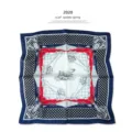 Luxury silk scarf for women square nautical print fashion neckerchief spring accessory - P303
