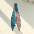 Foulard en Soie Femme Étroit Long Imprimé Pois Élégant Tour de Cou pour Costume Chemise - 120x10cm / Bleu Paon