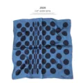 French retro silk scarf for women, elegant blue polka dot autumn winter neckerchief accessory. - A2002 Blue