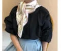 Luxury silk scarf retro horse carriage print elegant neckerchief fashion accessories - 65x64cm / Pink