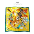 Luxury style silk square scarf 53cm fashion print elegant neckerchief for women daily wear - P306