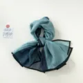 Gradient blue chiffon small scarf, elegant spring fashion neckerchief for stylish women. - Gradient Blue and Green (QIANG) / 90x70cm / Blue