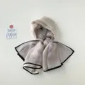 Pañuelo elegante de gasa para mujer con ribete negro, accesorio de moda de primavera liso. - Gris claro