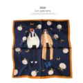 Modischer Seidenschal für Damen, koreanischer Stil, Cartoon-Muster Frühlingshalstuch elegant. - Mode Dame Zitrus Quadratischer Schal / 53x53cm / Orange