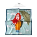 Modischer Seidenschal Quadrat für Damen süßes Cartoon Mädchen Druck Frühlingsmode - Regnerisches Mädchen Illustration Schal / 53x53cm / Regen