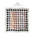 Elegant French style silk square scarf with modern geometric polka dot pattern for women. - A3004