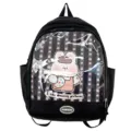 Zaino Ita nero, tasca anteriore in PVC trasparente, grazioso motivo con coniglio borsa - Nero