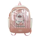 Zaino ita trasparente in PVC rosa carino borsa scolastica con carta coniglietto kawaii. - Rosa