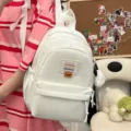 Zaino bianco piccolo elegante e casual per donne e studentesse per uso quotidiano - Borsa Singola / Bianco