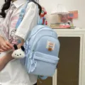 Lindo mini zaino azzurro chiaro borsa da scuola casual giornaliera donne viaggio elegante - Azzurro