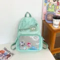 Groene transparante itabag rugzak voor studenten, doorzichtige zak voor pins en anime merchandise. - Lichtgroen