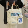 Borsa ita in tela stile giapponese zaino a tracolla multifunzionale con finestra trasparente - Borsa Singola / Bianco