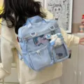 Zaino ita anime azzurro chiaro borsa di tela multifunzionale con finestra trasparente. - Borsa Singola / Blu