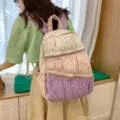 Mini zaino con volant pastello, borsone scolastico alla moda con blocchi di colore. - Taglia L / Viola