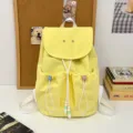 Japanese style casual canvas backpack for women students cute lightweight school bag - Yellow
