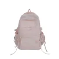 Roze casual rugzak voor studenten, lichtgewicht en praktisch met mooie borduurdetails. - Roze