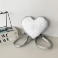 Silver heart shaped spiderweb backpack sweet cool gothic messenger bag for women stylish purse - Silver