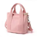 Ροζ καμβά τσάντα shopper, μικρή χιαστί τσάντα, casual τσάντα ώμου για καθημερινή χρήση - Ροζ