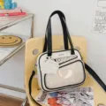 Borsa ita giapponese tracolla spalla bianca con finestra trasparente per fan di anime - bianco e nero
