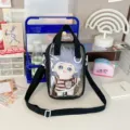 Japanese ins 20cm cotton doll ita bag transparent crossbody bag cute anime shoulder bag - Black