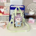 Japanese ins clear window ita bag for 20cm cotton doll, cute crossbody bag for girls. - Light Green