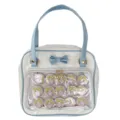 Cute bow medium ita bag clear window anime badge display shoulder handbag for women daily wear - Single Bag (Without Badge) / White and Blue