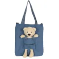 Lindo bolso de lona con oso de peluche para mujer, bolso cruzado de hombro versátil. - Sin colgante / Azul