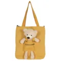 Bonito bolso tote de lona amarilla con osito de peluche, bolso de hombro informal para mujer. - Sin colgante / Amarillo