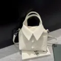 Creatieve witte hemdkraag design handtas, stijlvolle PU lederen schoudertas voor dames. - Eén maat / Broken Wit