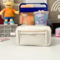 Πολυλειτουργική λευκή κασετίνα από καμβά με διαφανές μπροστινό παράθυρο και μεγάλη χωρητικότητα. - Λευκό