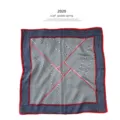 Spring geometric silk scarf for men, stylish square neckerchief with blue and red stripes. - C005