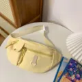 Casual nylon chest bag for women, trendy crossbody fanny pack with zipper pocket and strap. - Single Bag / Yellow