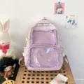 Purple ita bag transparent window backpack japanese style aesthetic school bookbag for girls - Light Purple