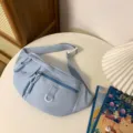 Light blue nylon chest bag casual crossbody fanny pack for women stylish daily use - Single Bag / Light Blue