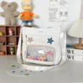 Ιαπωνικού στιλ λευκή διαφανής τσάντα ώμου ita bag με σχέδιο αστέρια και χρωματιστά πομ πον - Μόνο Τσάντα / Λευκό